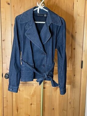 Larry Levine Dark Blue Denim Tie-Waist Jacket Size L